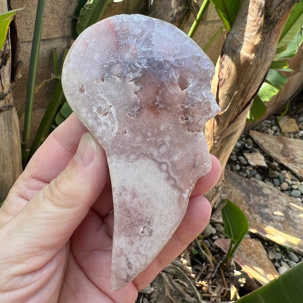 Pink Amethyst Quartz Crystal Druzy Angel Wing